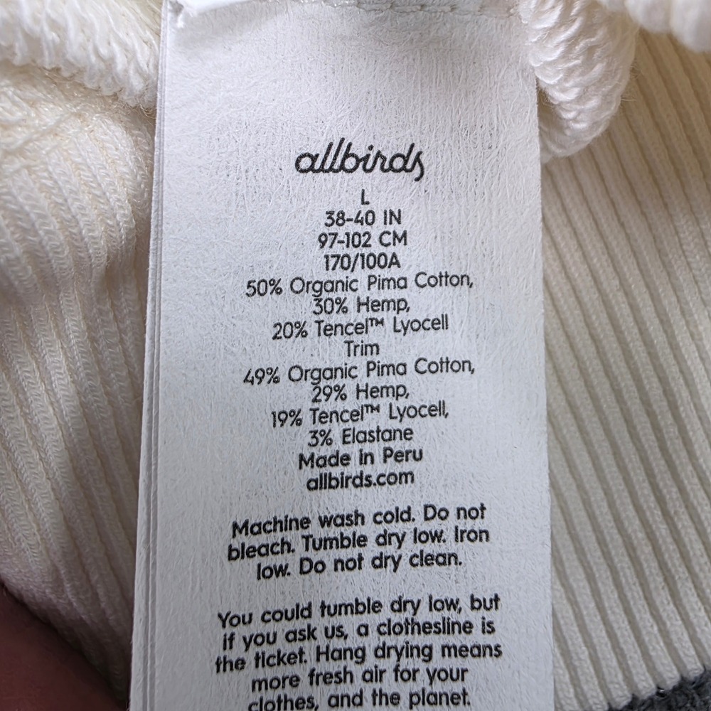 Allbirds The R&R Sweatshirt Natural‎ White Crewneck Size L Organic Cotton Blend - Picture 4 of 6